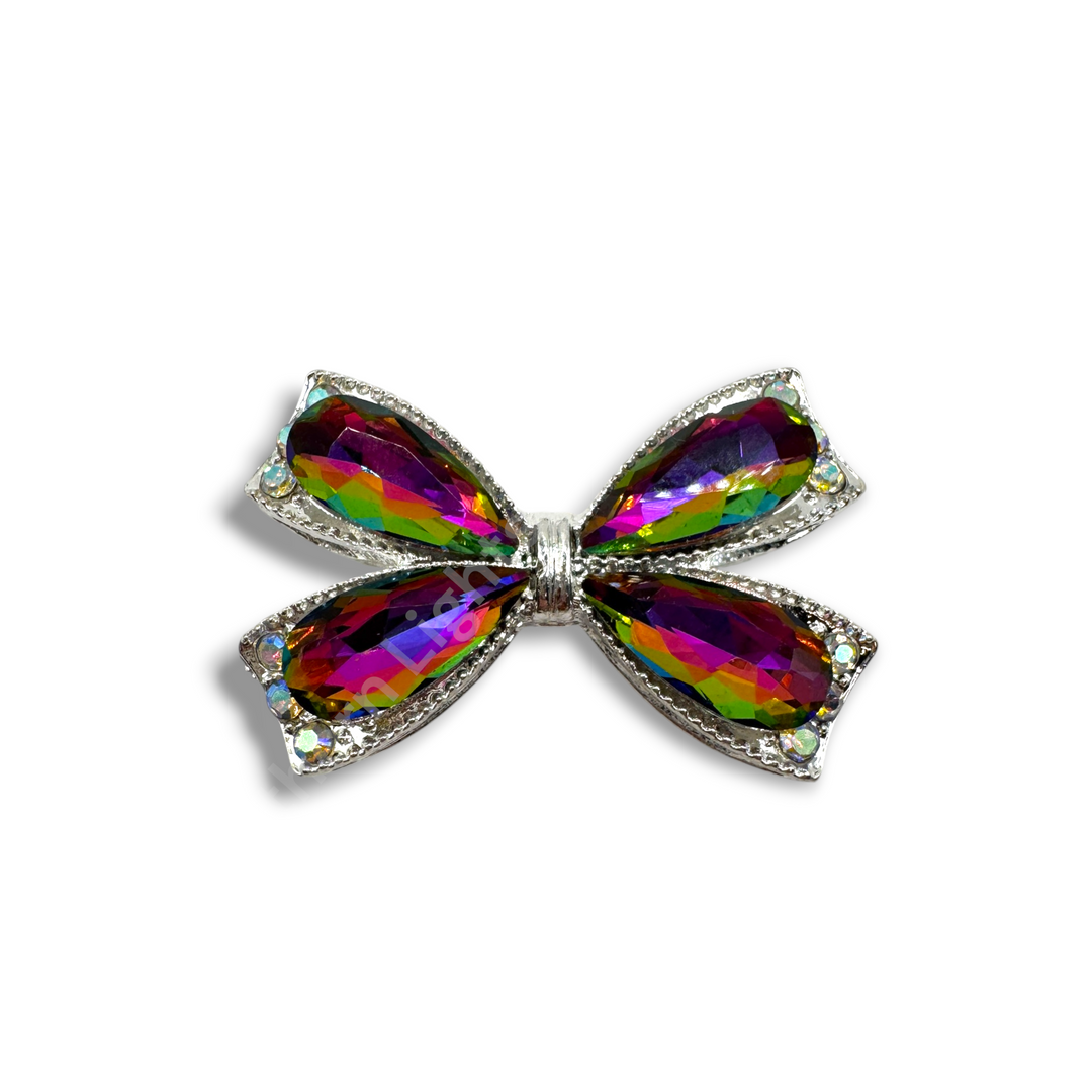 Fancy Large Metal and Crystal Bow Beads - 1pc.