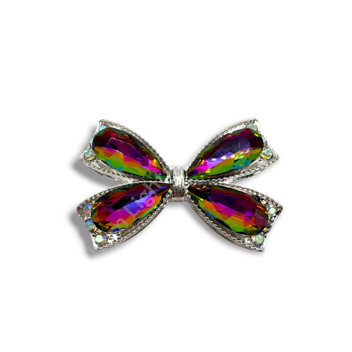 Fancy Large Metal and Crystal Bow Beads - 1pc.