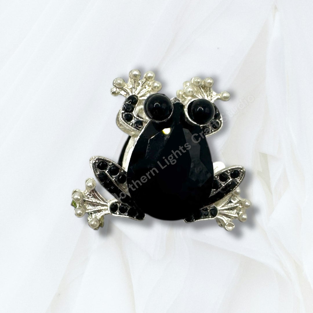 Metal Alloy Crystal Frog Bead