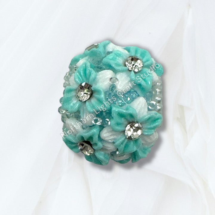 Flower Charm Fancy Bead With Rhinestone Accents -10pc. Mix