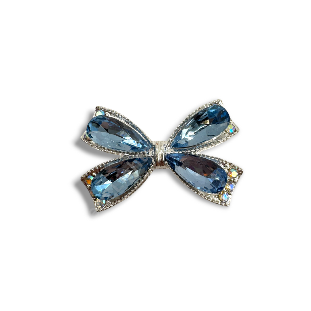Fancy Large Metal and Crystal Bow Beads - 1pc.