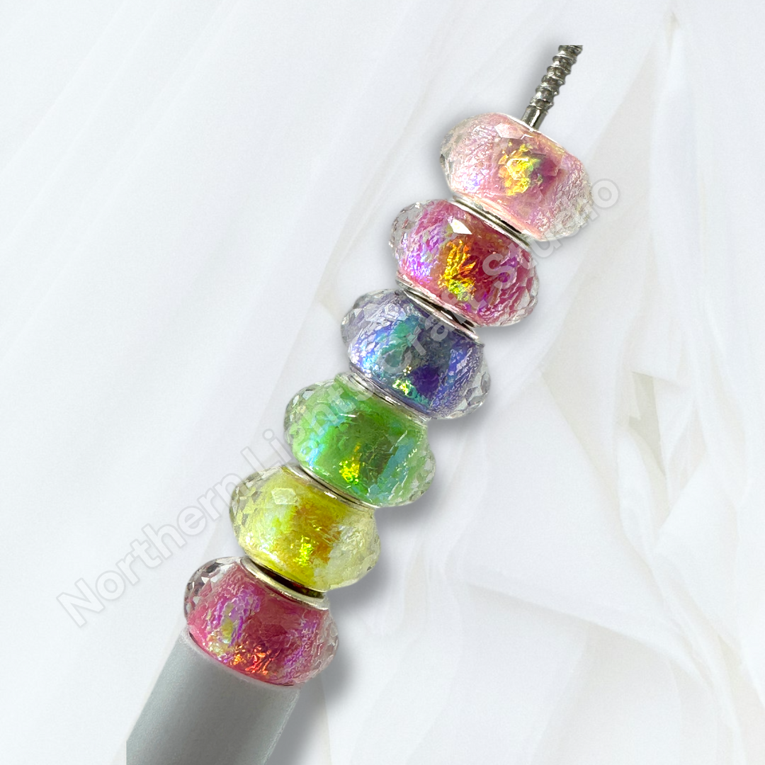 Faceted Irridescent Acrylic 14mm Large Hole Spacer Beads - 25pc. Mix