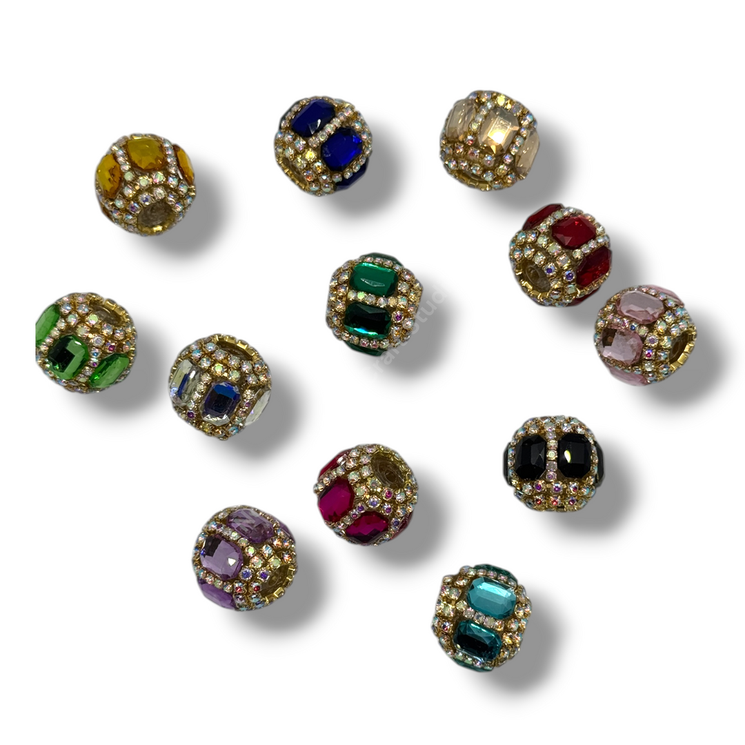 Fancy Gold AB Rhinestone Chain Crystal Mirror Beads -3pc.Single or 10pc. Mix