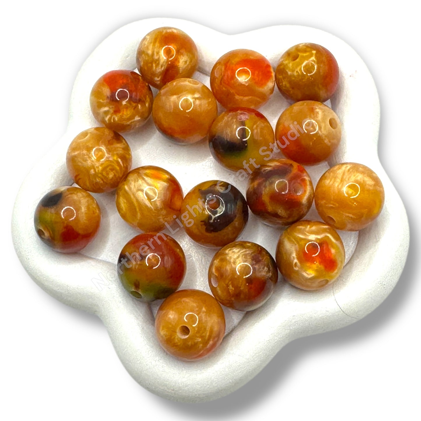 Brown Gold Marble 16mm Beads - 20pc.