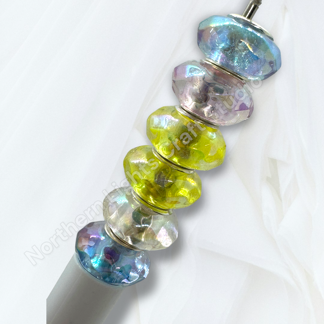 Faceted Luminous Acrylic 14mm Large Hole Spacer Beads - 25pc. Mix