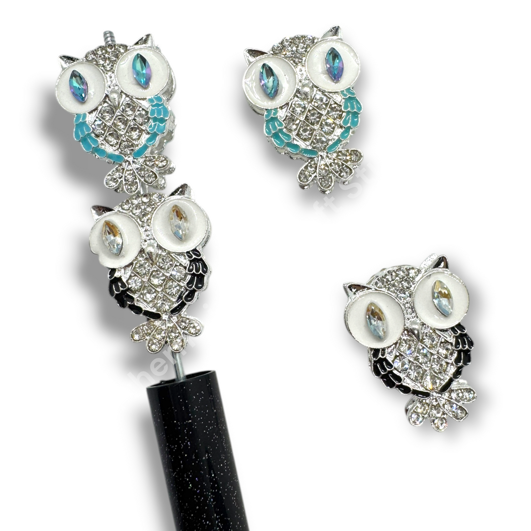 Metal Alloy Rhinestone Small Owl Fancy Bead - 1pc.
