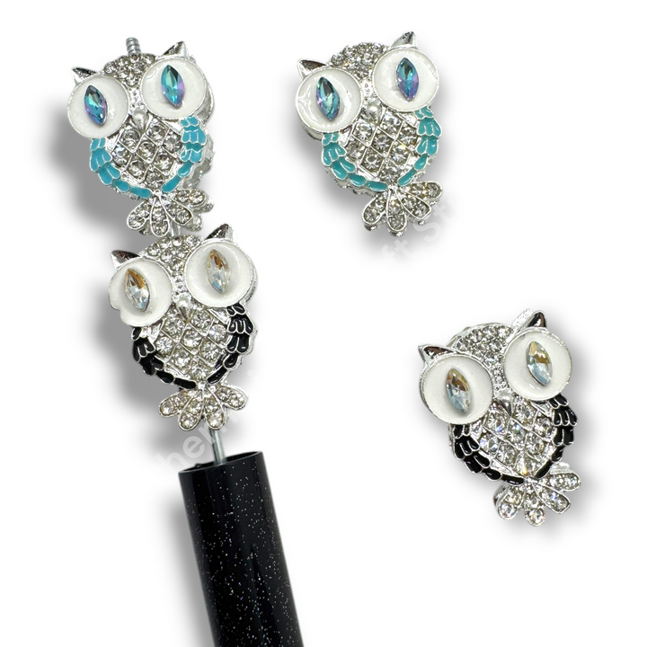 Metal Alloy Rhinestone Small Owl Fancy Bead - 1pc.