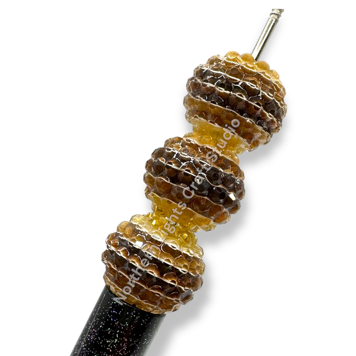 Brown Stripe Jelly 18 mm Acrylic Rhinestone Bubblegum Beads - 10pc.