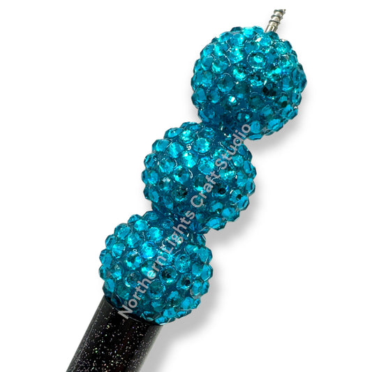 Dark Teal Clear 20mm Acrylic Rhinestone Bubblegum Beads - 10pc.