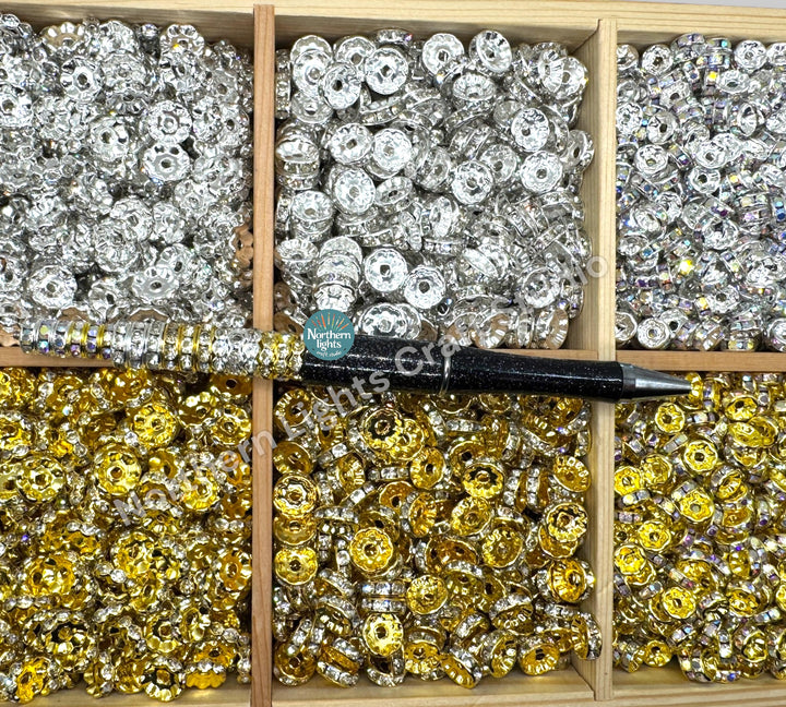 Metal Rhinestone Spacers 8, 10, or 12mm - 30 pcs.