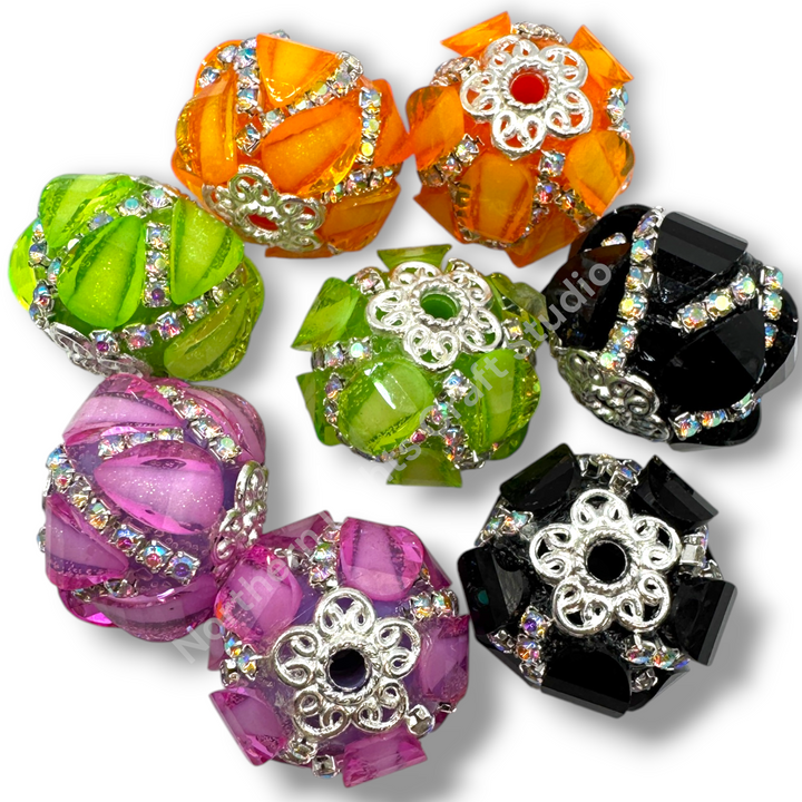 Teardrop and Rhinestone Fancy Acrylic 20mm Hallowen Mix - 4pc.