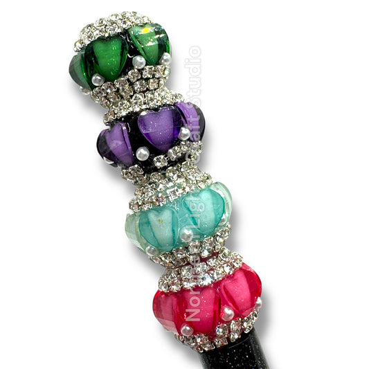 Fancy Heart Indian Bead With Rhinestone Accent - 5pc. random mix
