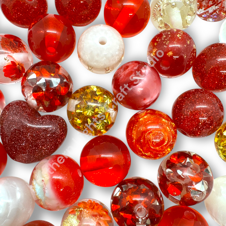 Red Premium Bead 16mm Resin Mix -20 pc.