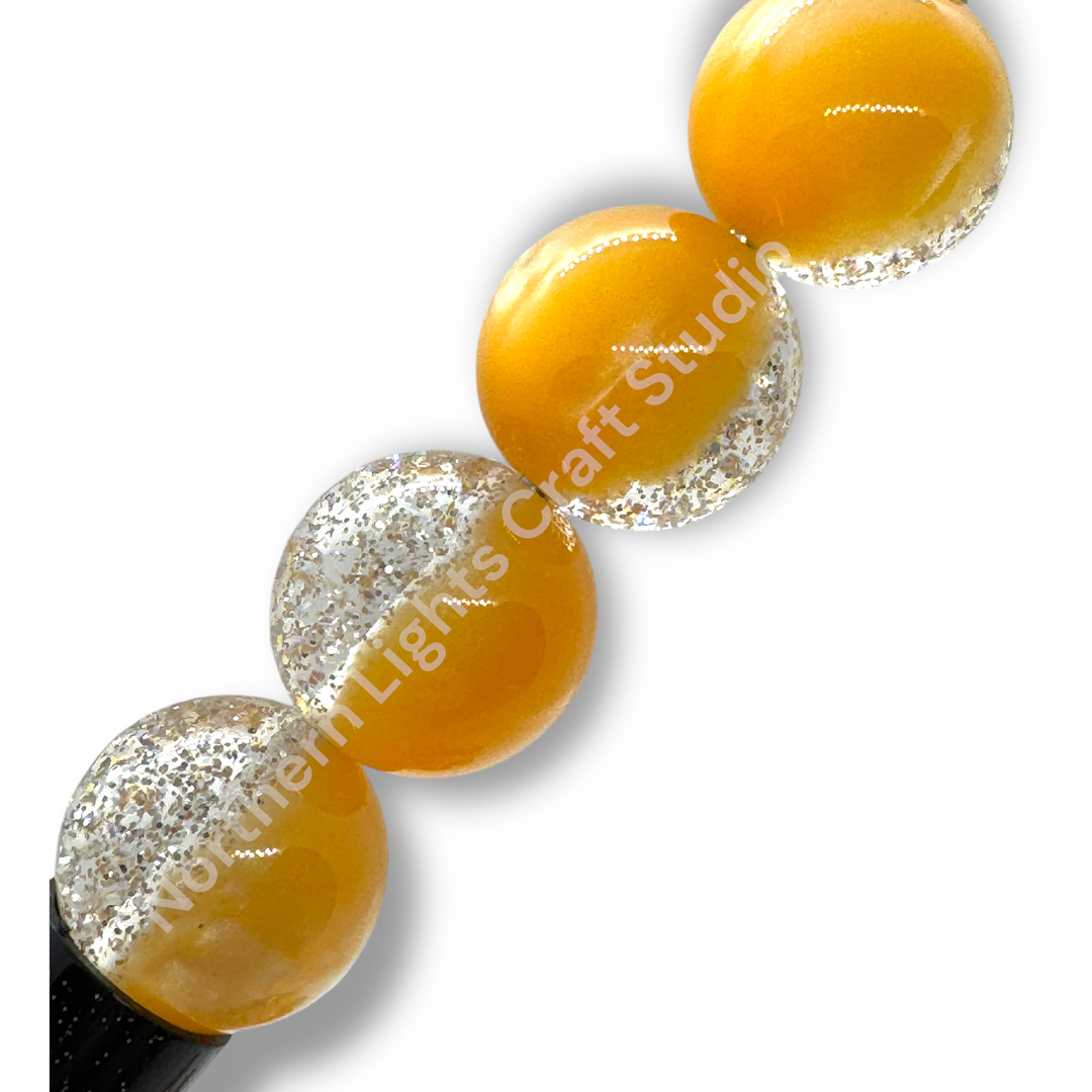 Cat Eye Glitter Galaxy 16mm Bead - Green or Gold - 20 Pcs.