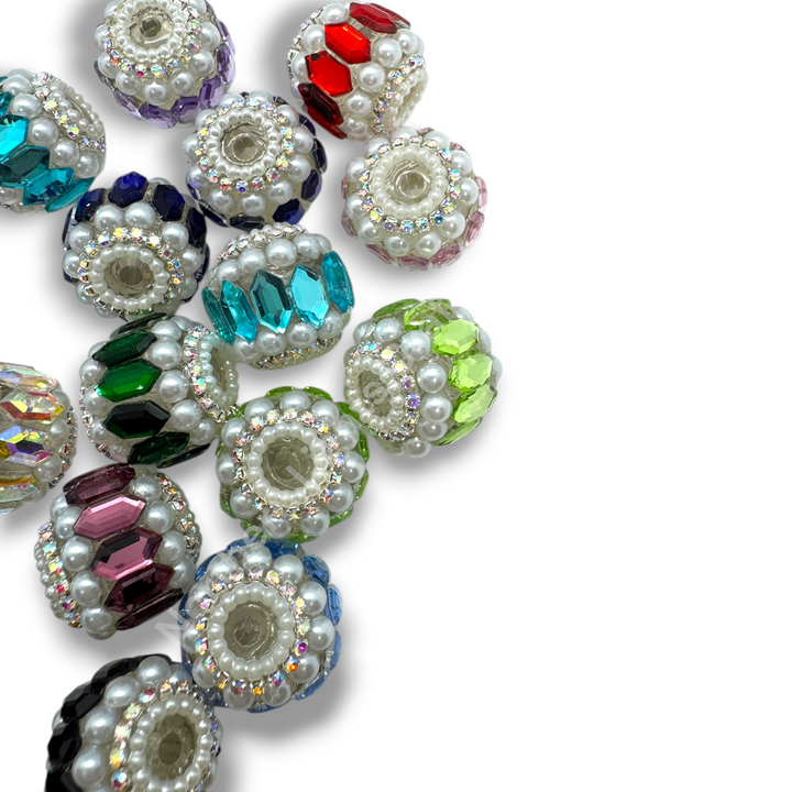 Pearl and Crystal Mirror Fancy Indian Beads - 10pc. Mix
