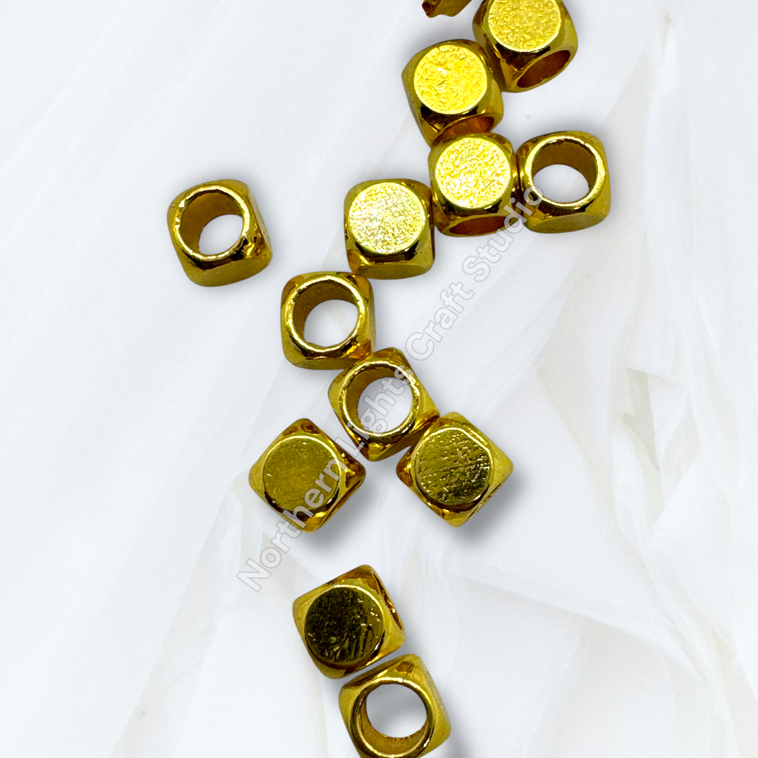 Shiny Copper Base Rounded Edge Cube 4mm Bead Spacers - 20pcs.