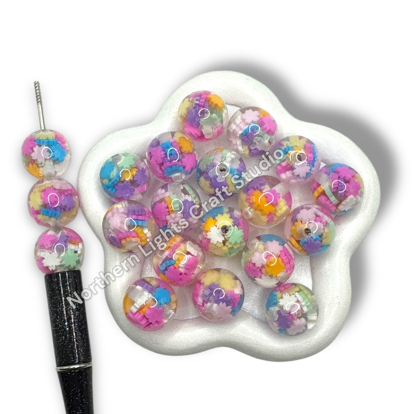 Candy Flower Confetti  16mm Resin Beads - 10pc.