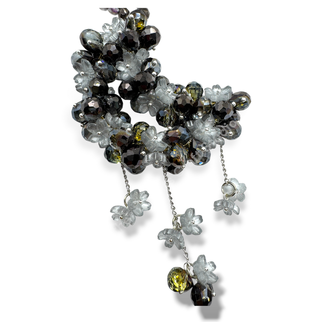 Black Rainbow Flower Crystal Moon Suncatcher Car Charm