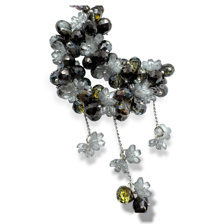 Black Rainbow Flower Crystal Moon Suncatcher Car Charm