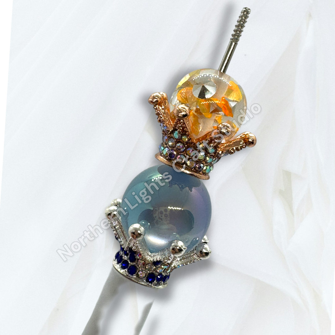 Large Metal Alloy AB/Colorful Crown Beads - 5pc. - You choose color