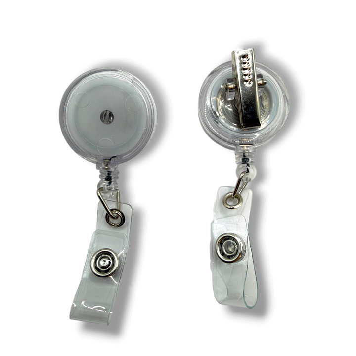 Clear Alligator Clip Retractable Badge Reel with Plastic Snap Tab - 2 pc.