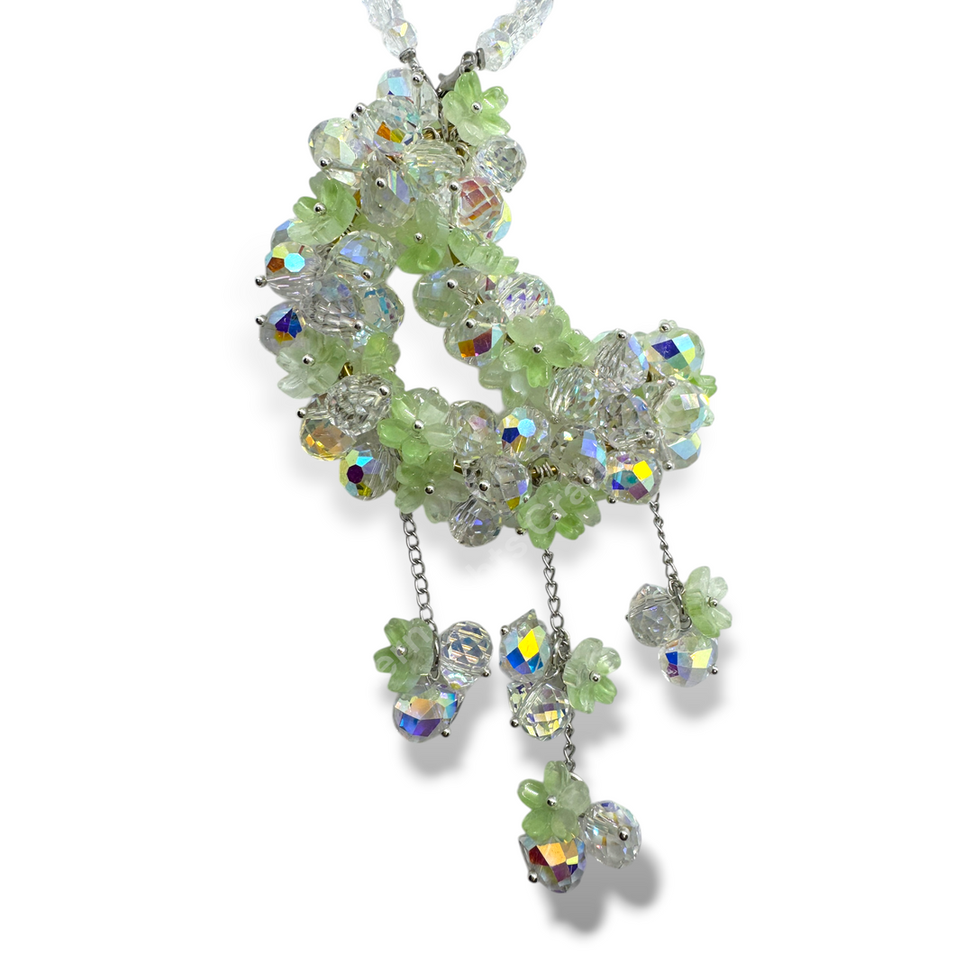 AB and Green Flower Crystal Moon Suncatcher Car Charm