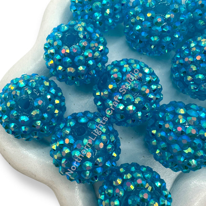 Light Blue AB 20mm Acrylic Rhinestone Bead - 10pc