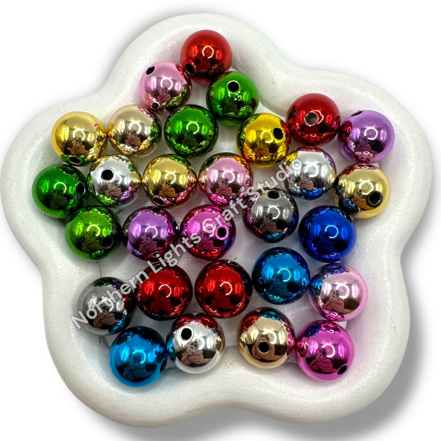 Metallic Shiny 12mm Acrylic Beads - 25pc.