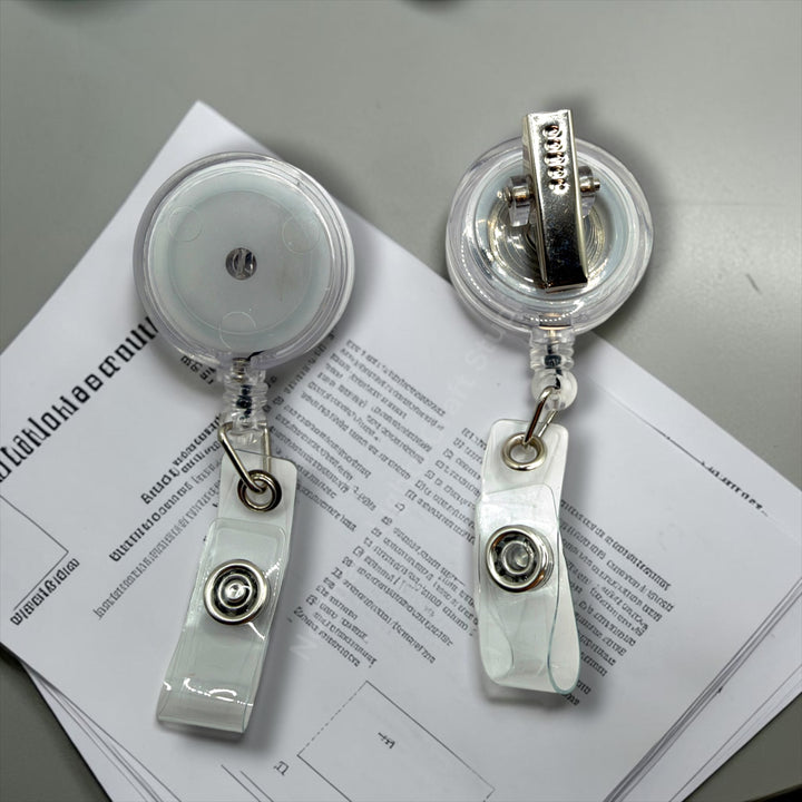 Clear Alligator Clip Retractable Badge Reel with Plastic Snap Tab - 2 pc.