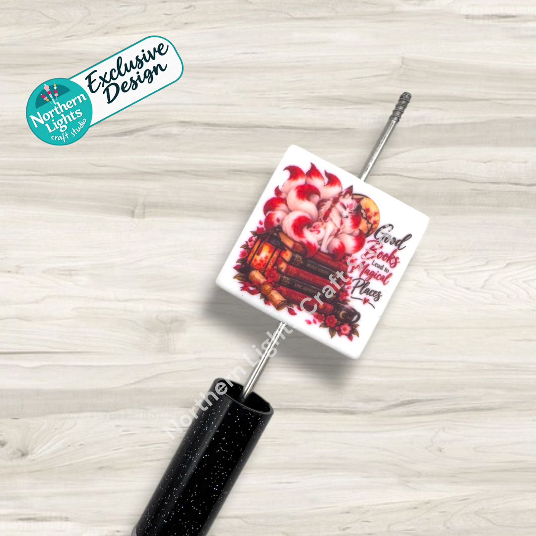 Good Books Lead to Magical Places Printed Silicone Focal - Exclusive Design!