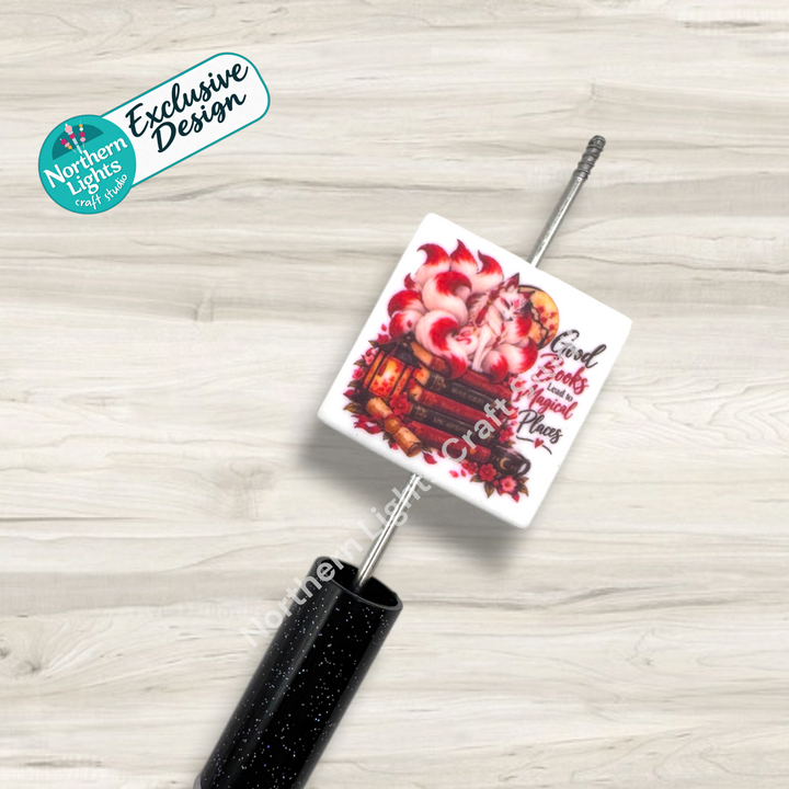 Good Books Lead to Magical Places Printed Silicone Focal - Exclusive Design!