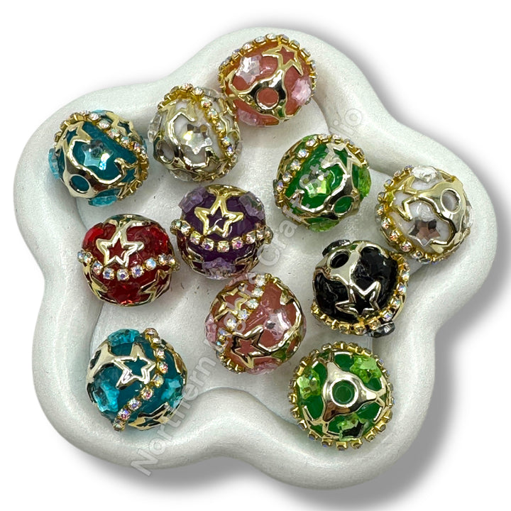 Gold Star cage beads - 4 pc.