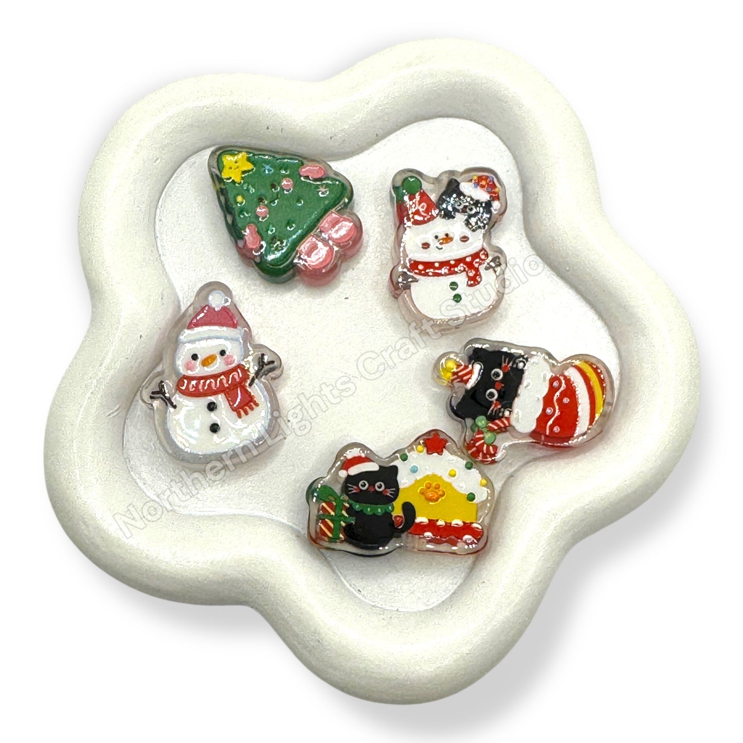 Acrylic Christmas Charm Beads, Two-Sided With Holes - 2pc.
