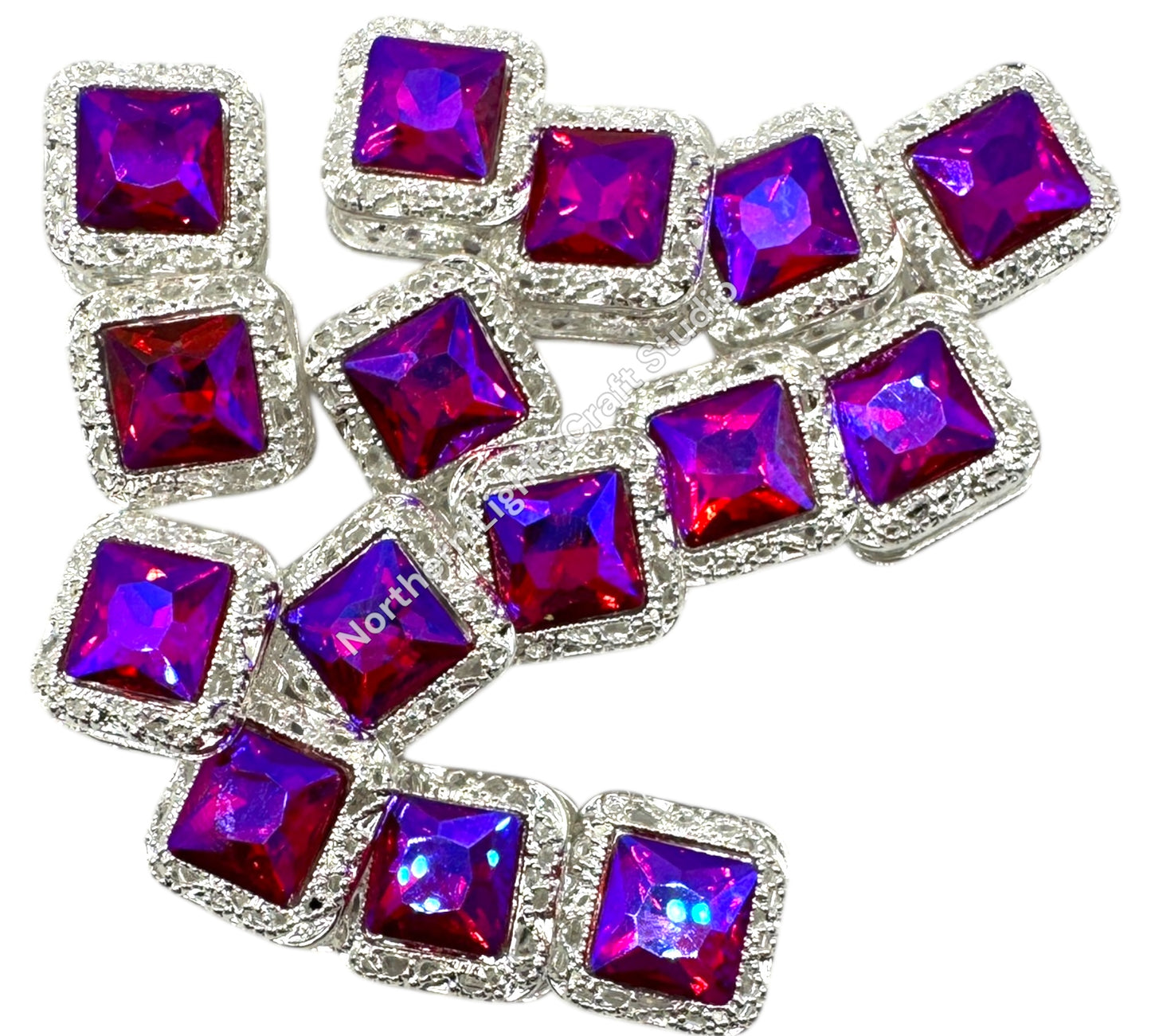 16mm Metal Square Crystal Beads