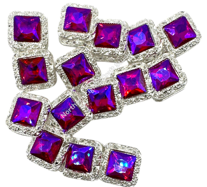 16mm Metal Square Crystal Beads