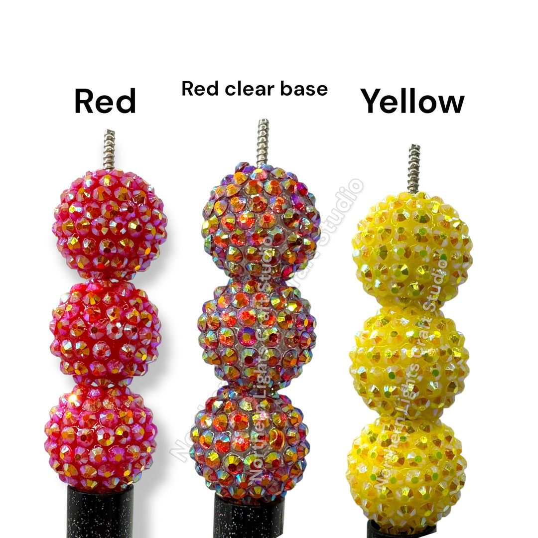Red Clear Base AB 20mm Acrylic Rhinestone Bubblegum Beads - 10pc.