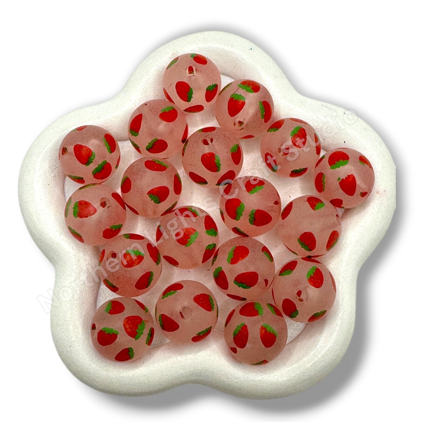 Strawberry or Apple Printed Beads -16mm - 10pc.