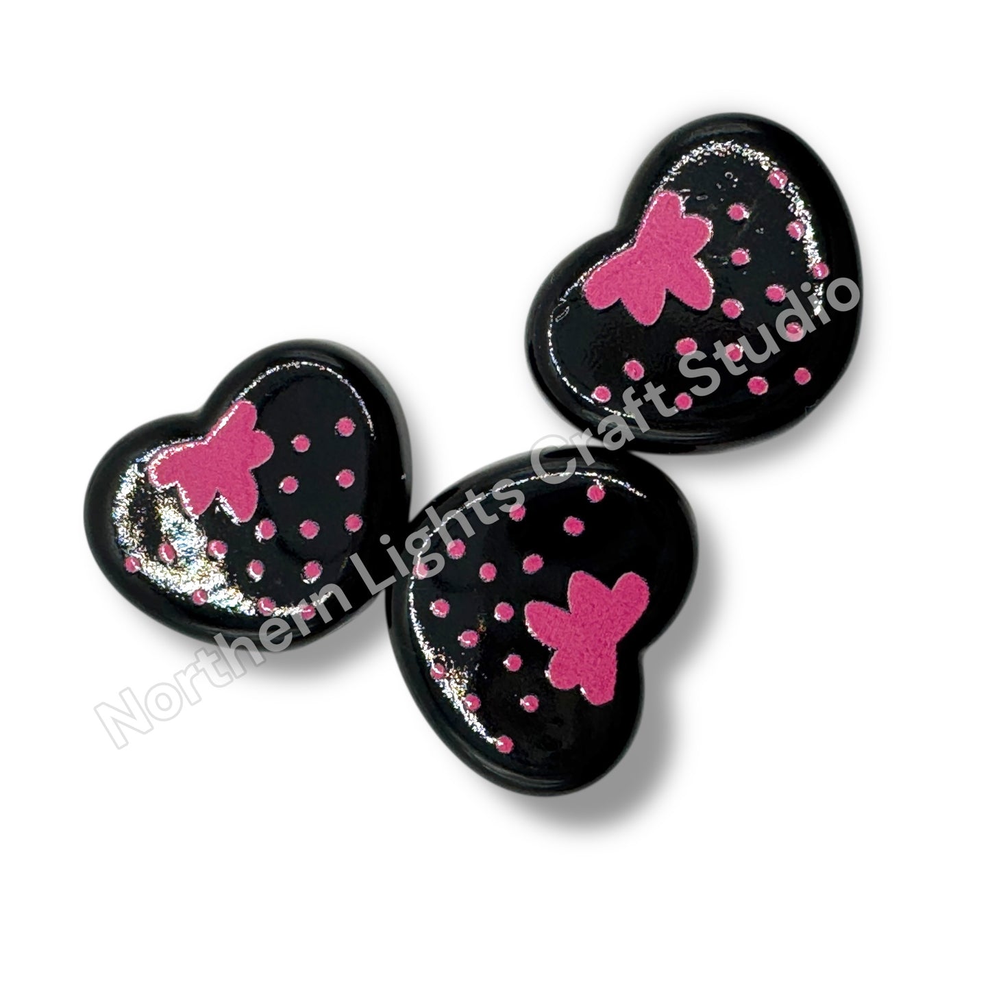 Strawberry Heart Bead - 10pc.