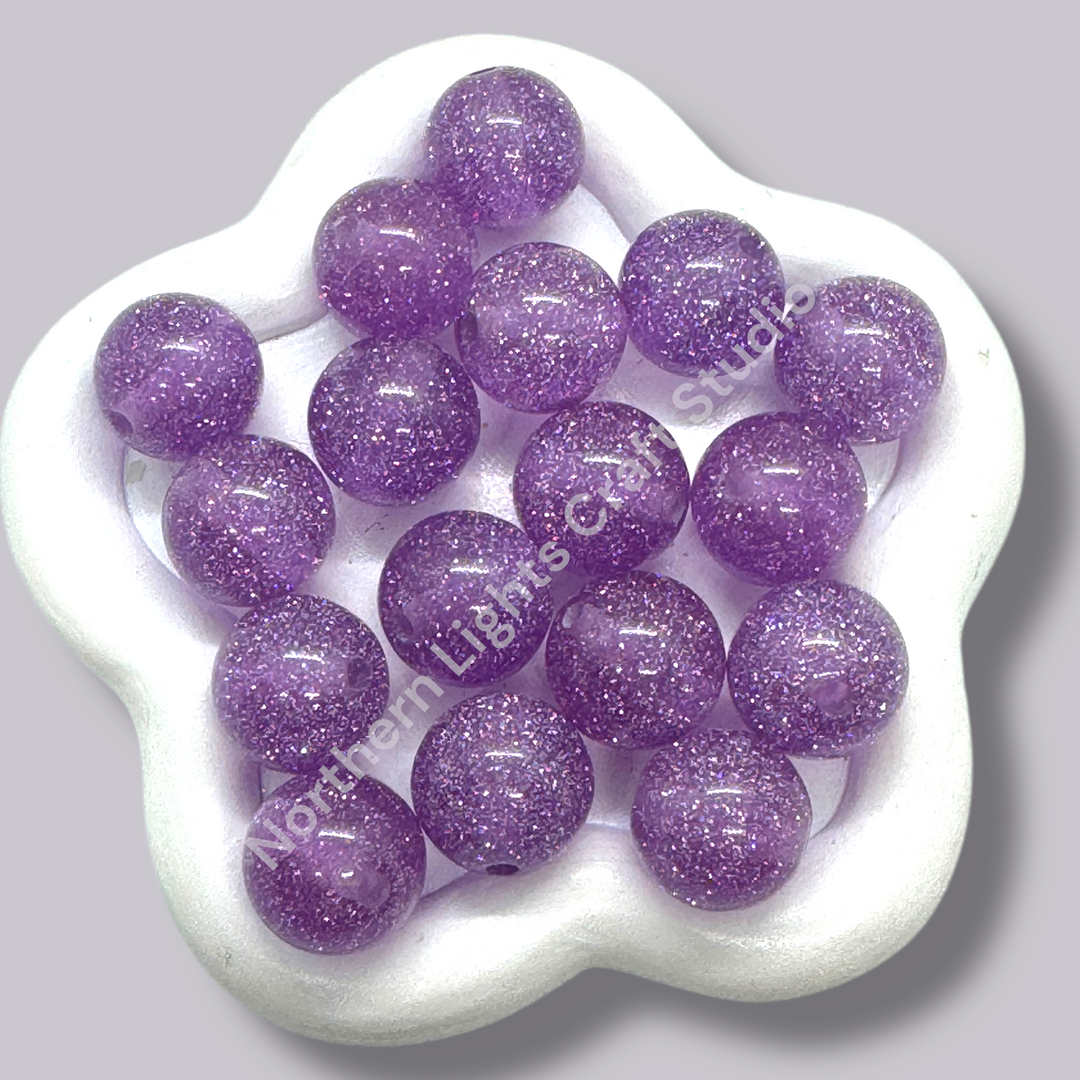 Glitter Dust 16mm High Quality Resin Beads - 20 Pcs.