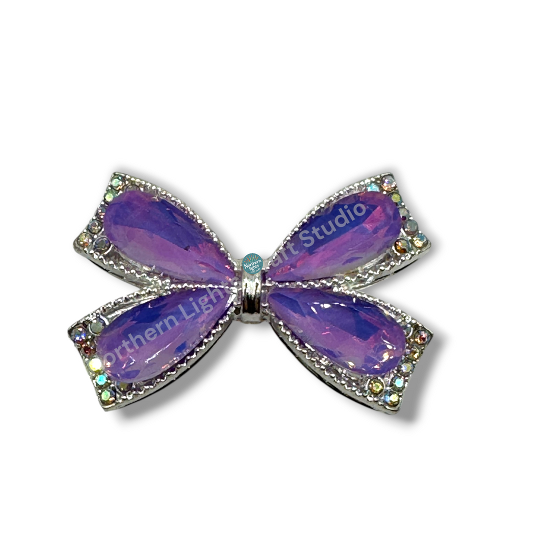 Fancy Large Metal and Crystal Bow Beads - 1pc.