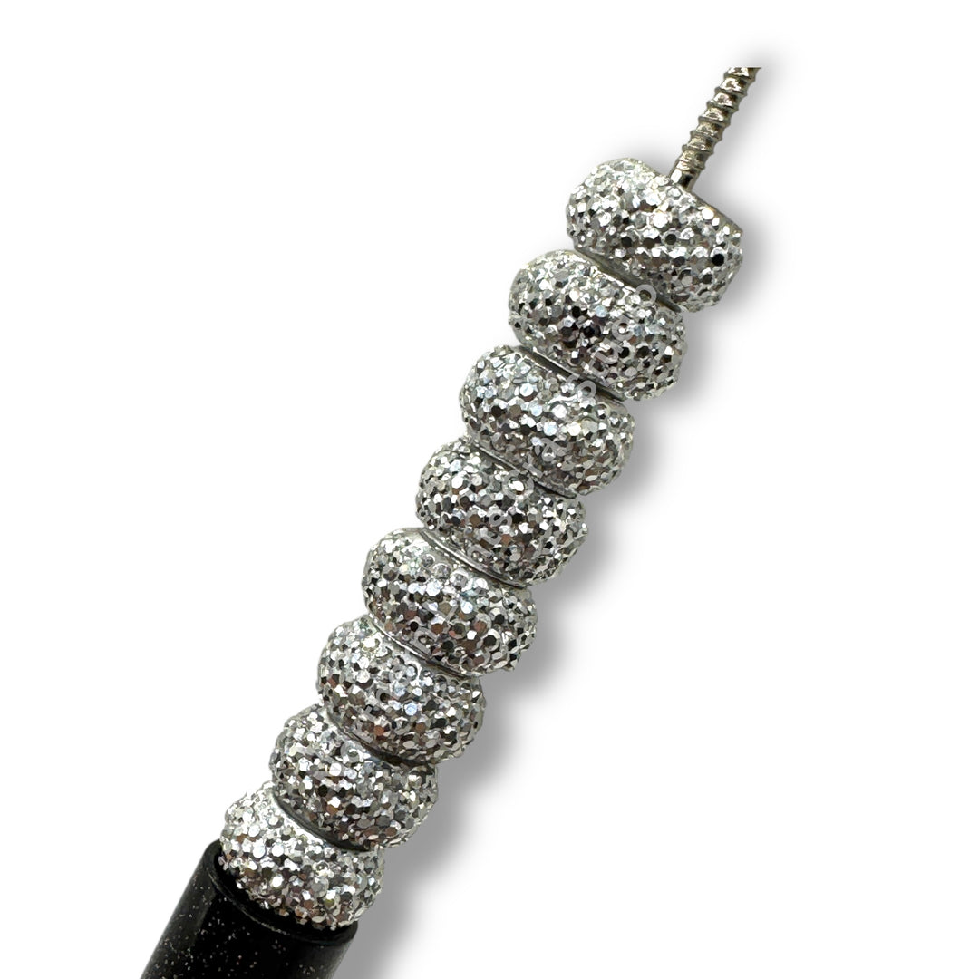 Textured Acrylic 11mm Silver Rondelle Spacer - 25pc