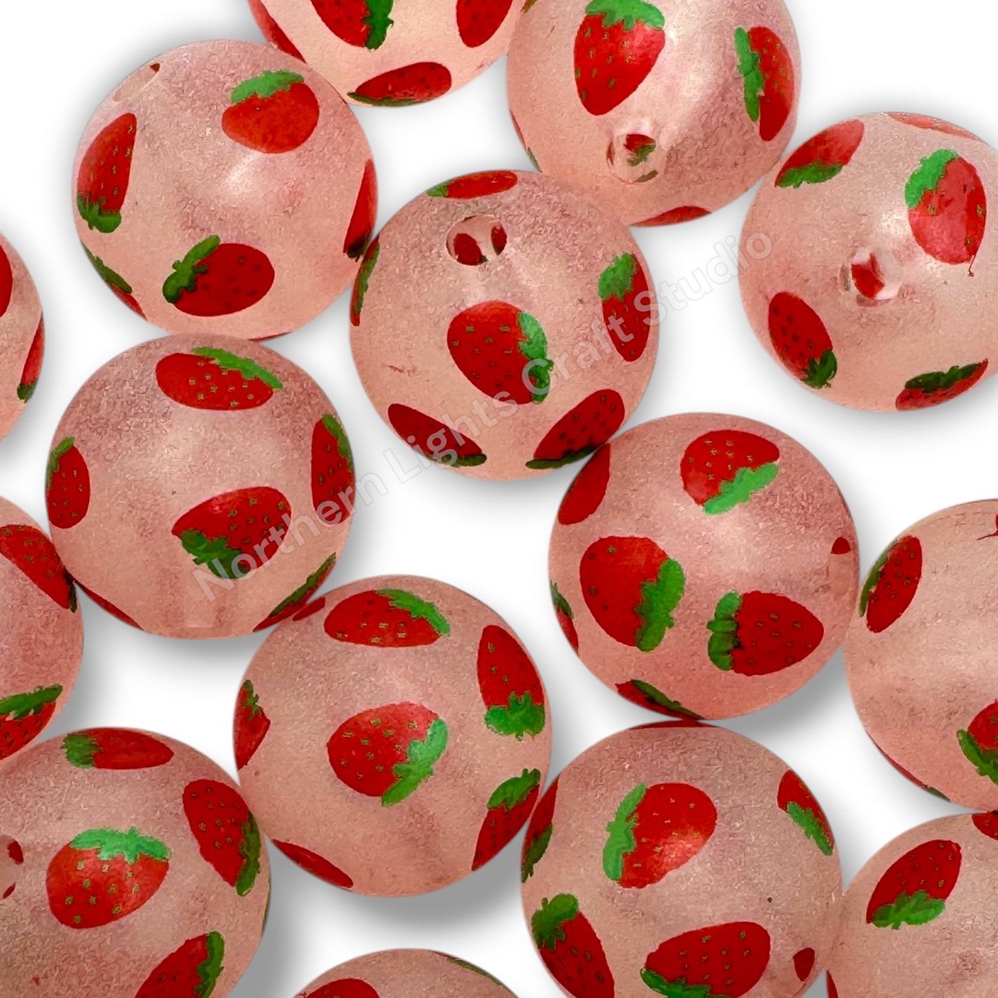 Strawberry or Apple Printed Beads -16mm - 10pc.