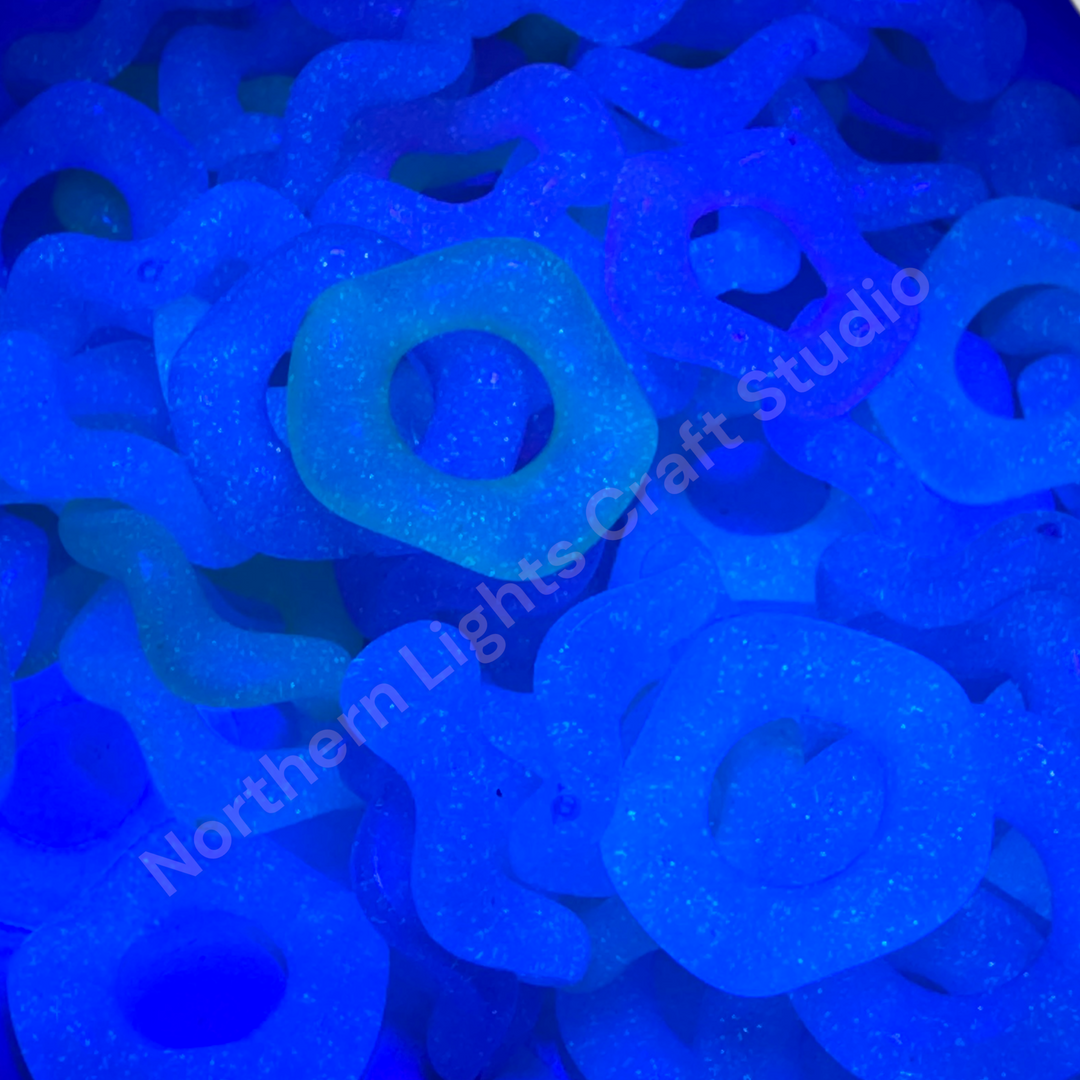 Jelly Luminous Glitter Wavy Spacers 16mm - Choose Color- 50pc.