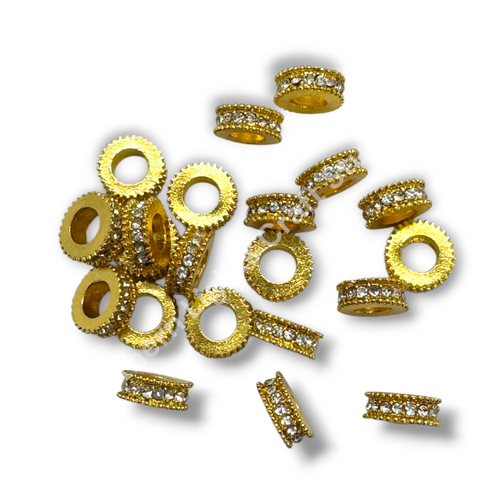 10mm Metal Wheel Spacer with Rhinestones -10pcs