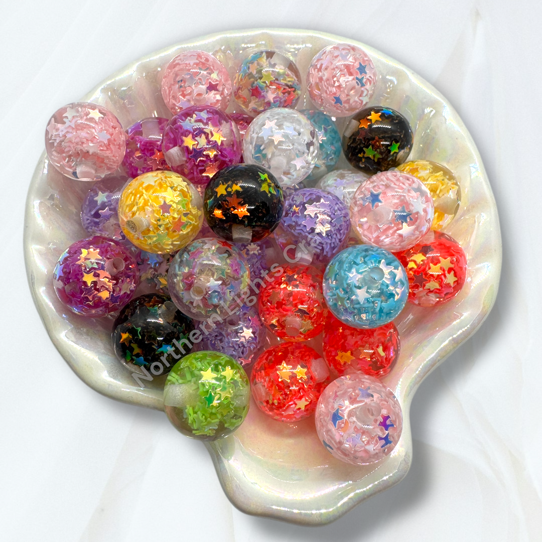 Irridesenct UV Fire Opal Star 16mm Shiny Beads - 20pc.