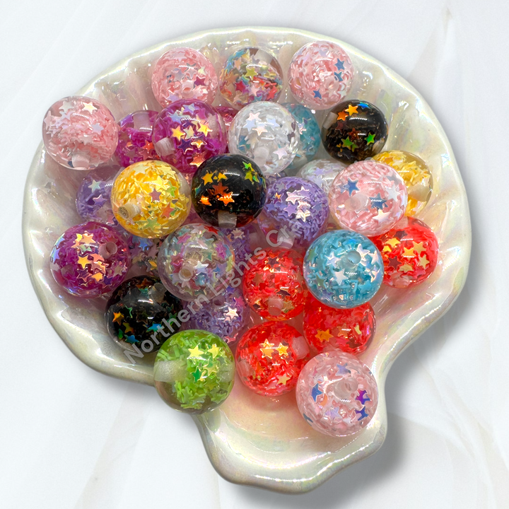 Irridesenct UV Fire Opal Star 16mm Shiny Beads - 20pc.