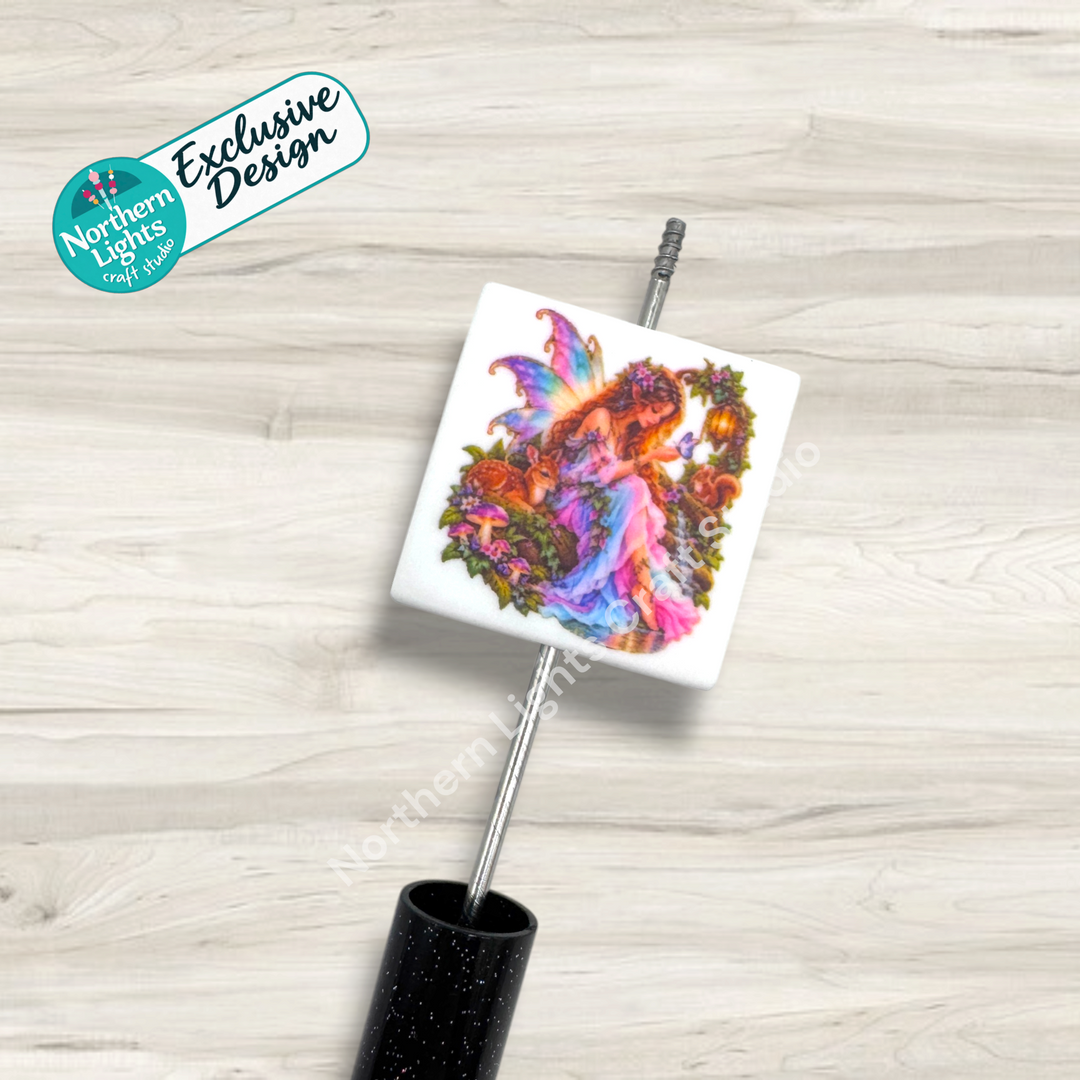 Woodland Fairy Printed Silicone Focal - Exclusive Design!