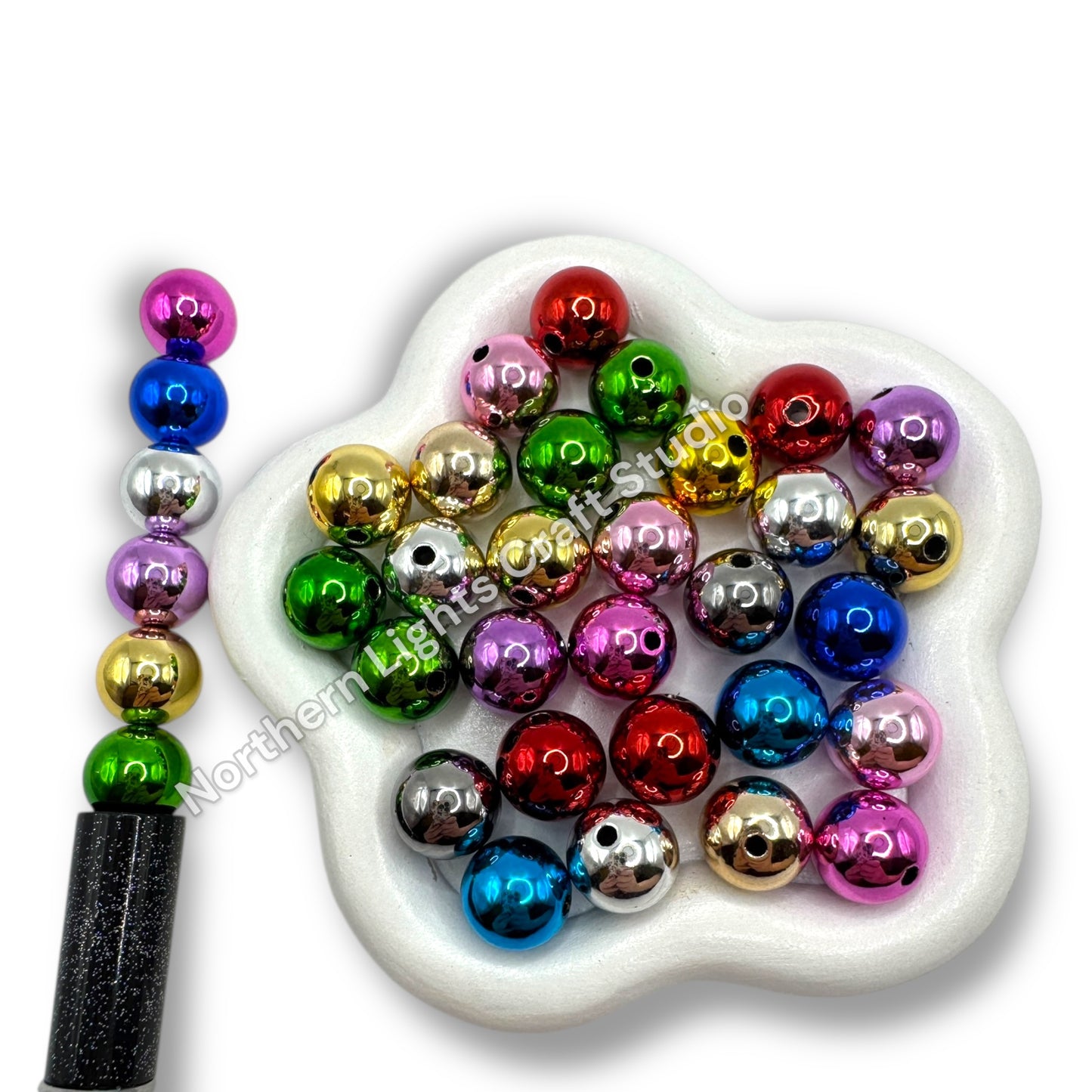 Metallic Shiny 12mm Acrylic Beads - 25pc.