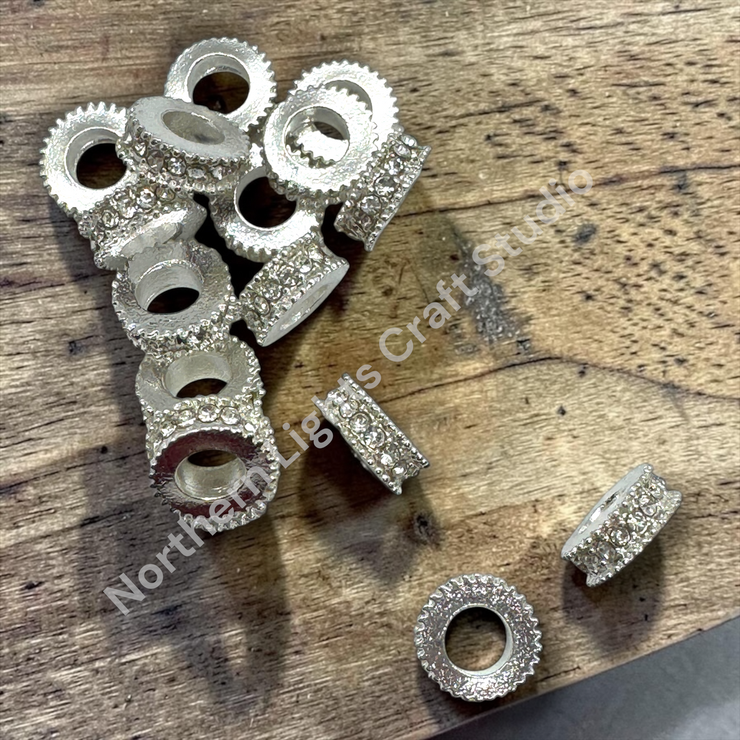 10mm Metal Wheel Spacer with Rhinestones -10pcs
