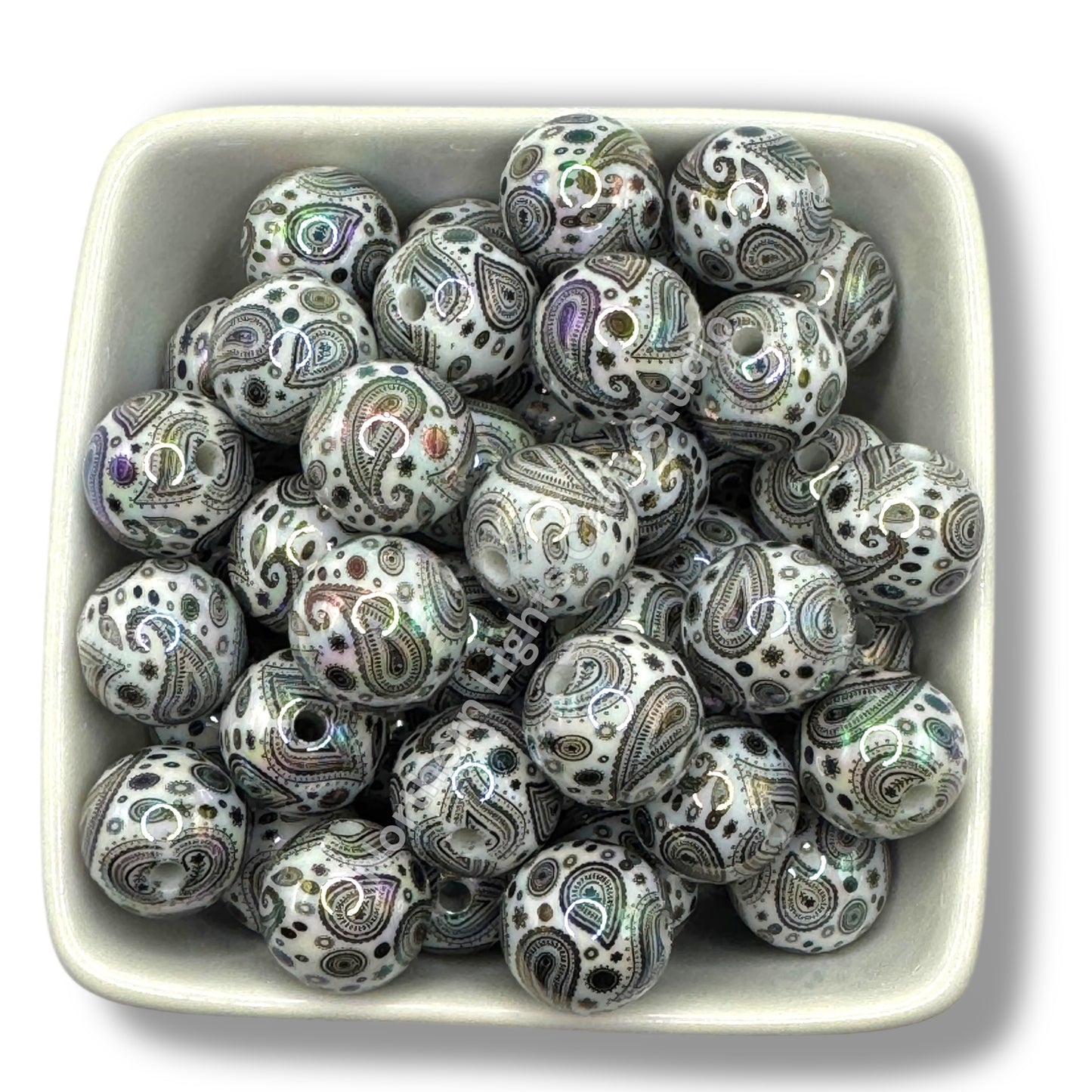 Paisley Bandana Printed 16mm Acrylic Beads - 20pc.